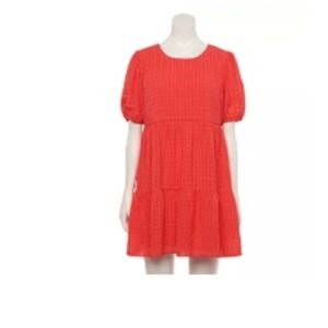 Speechless Orange(redish color) Gingham Dress, short sleeve, flowy